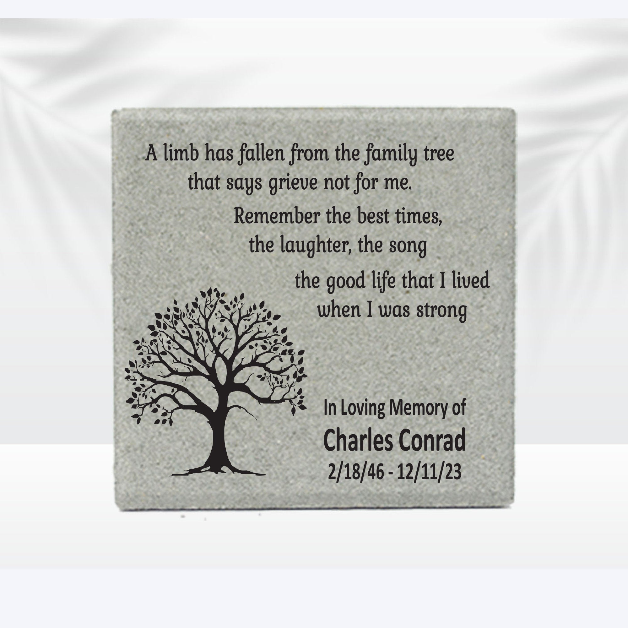 Memorial Stone - 12x12 Family Memorial Garden Stone – memorialgiftsandmore