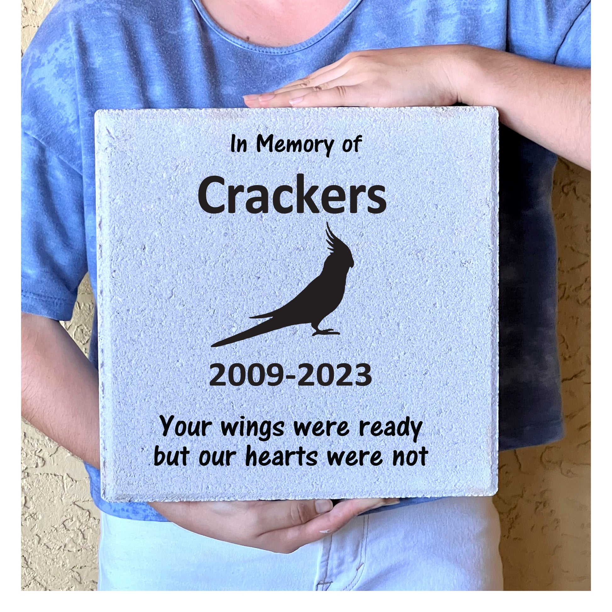 Cockatiel Memorial Stone- Personalized Pet Memorial - Pet Keepsake- 12"x12" Stone - Pet Sympathy -Cockatiel Keepsake - Pet Loss Gift