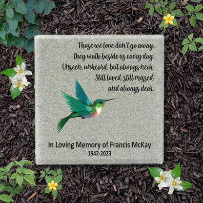 Memorial Stone, Sympathy Gift, Bereavement Gift, Funeral Gift, Hummingbird Memorial, Condolence Gift, Custom Memorial Gift, 12x12 Memorial