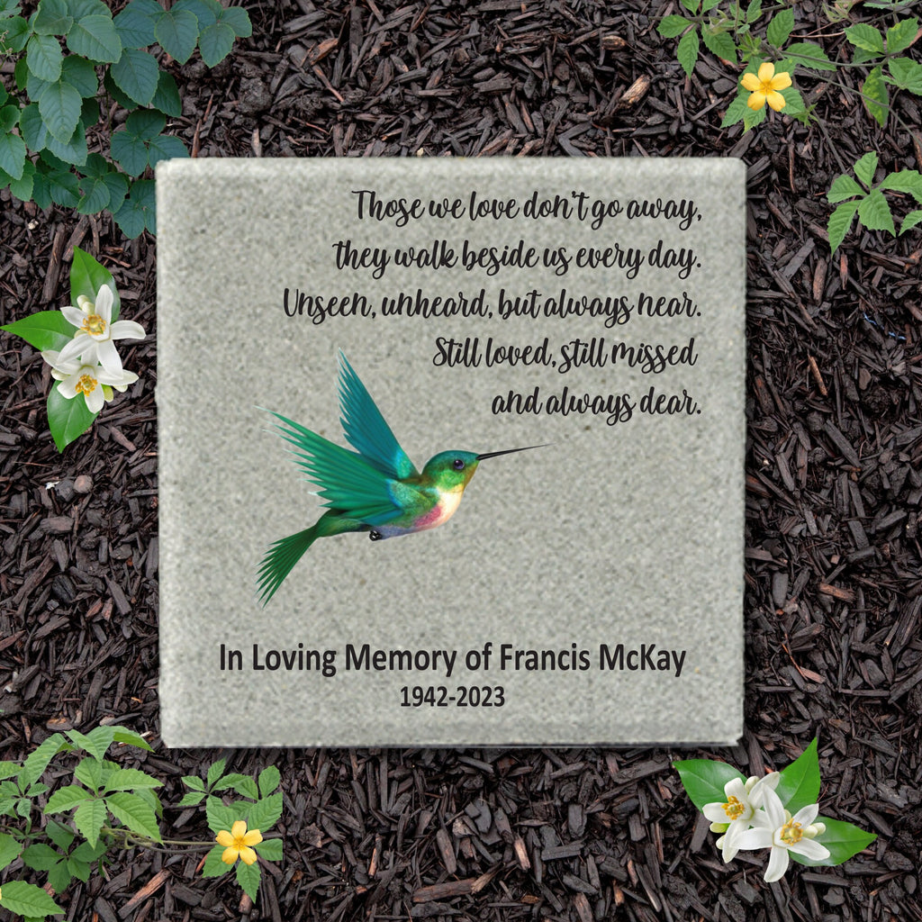 Memorial Stone, Sympathy Gift, Bereavement Gift, Funeral Gift, Hummingbird Memorial, Condolence Gift, Custom Memorial Gift, 12x12 Memorial