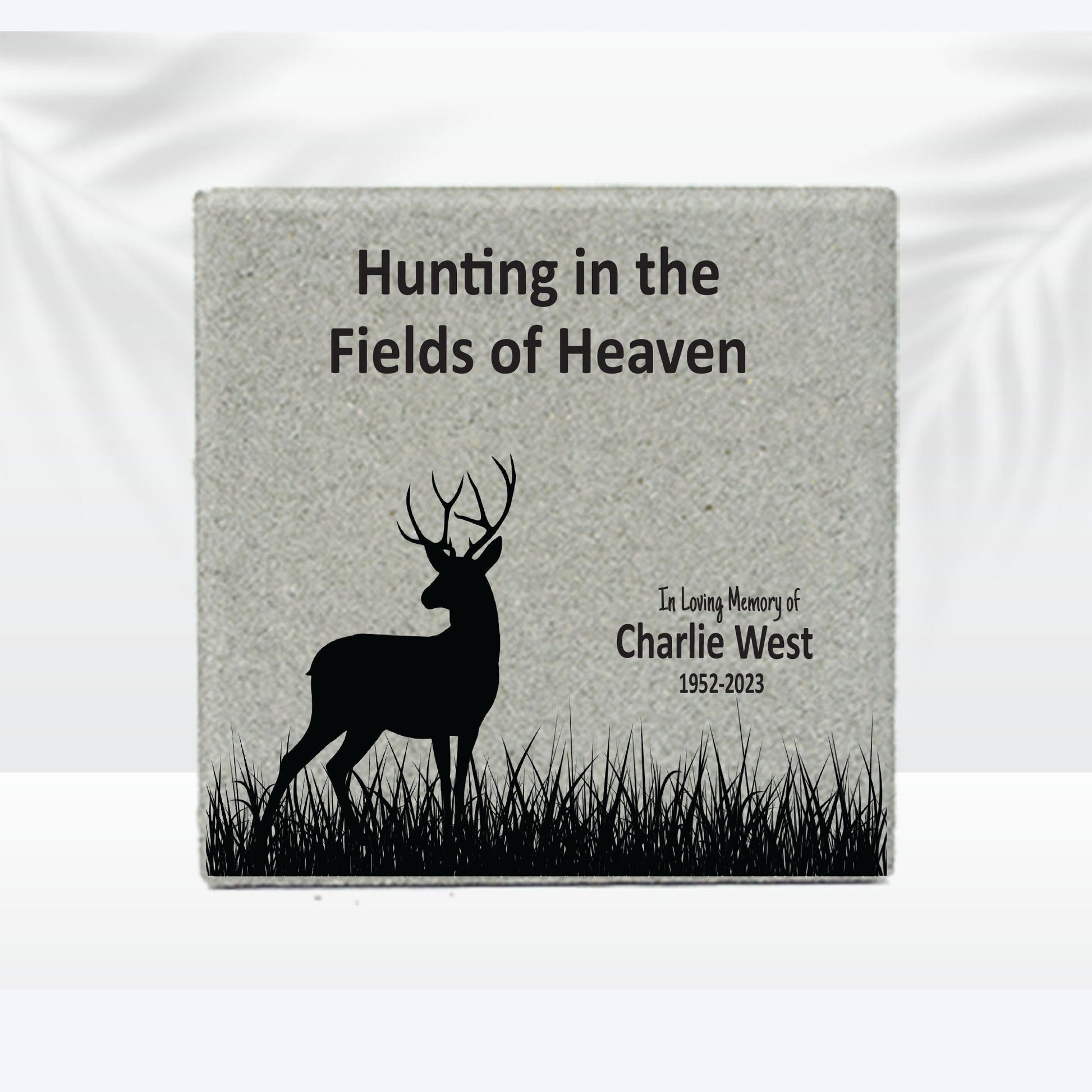 Hunter Memorial - 12x12 Stone - Sympathy Bereavement Gift Funeral Gift - Condolence Gift - Custom Memorial Gift - Deer Memorial