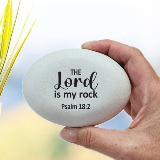 The LORD is my rock - Cutom faux stone featuring Psalm 18:2 for indoors or outdoors. Religious Gift Stone - Custom Rock with psalm