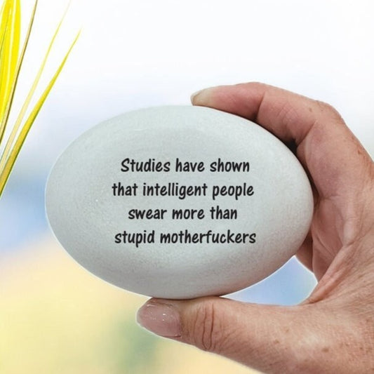 Funny gift for people who swear a lot! Intelligent people swear more than stupid motherfuckers. Cutom desk stone. Unique gift