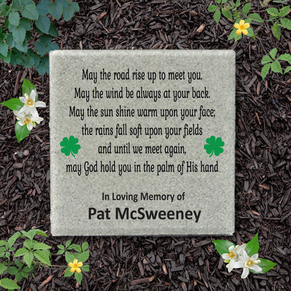 Memorial Stone - Sympathy Gift Bereavement Gift Funeral Gift - Irish Prayer - Condolence Gift - Custom 12x12 Memorial Gift - Shamrock