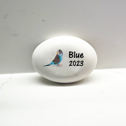 Parakeet Memorial Stone- Personalized Pet Keepsake- Pet Loss Gift - Custom Blue Parakeet Sympathy Gift - Parakeet Memorial Gift