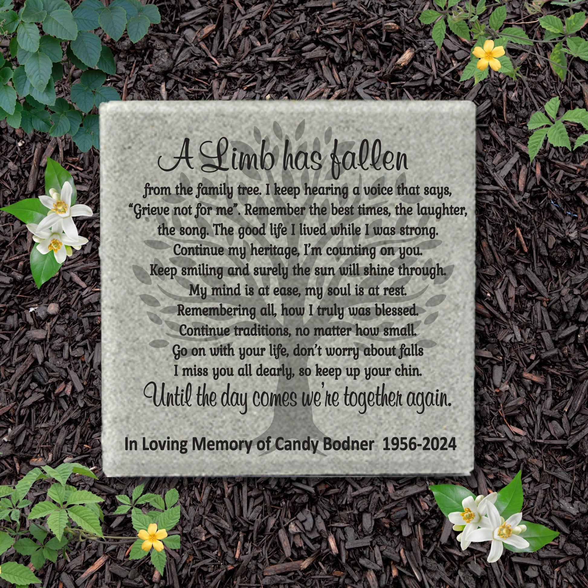 A Limb Has Fallen Memorial Garden Stone, Sympathy Gift, 12"x12" Grave Marker, Keepsake, Remembrance, Bereavement Gift, Loss of a Loved One